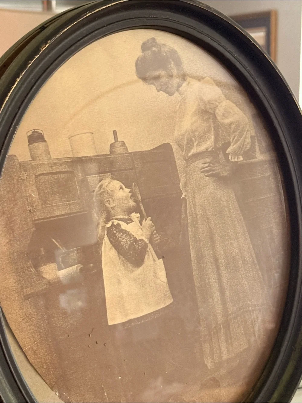 Vintage Oval Sepia Family Wall Art - Brown Frame R Hendrickson